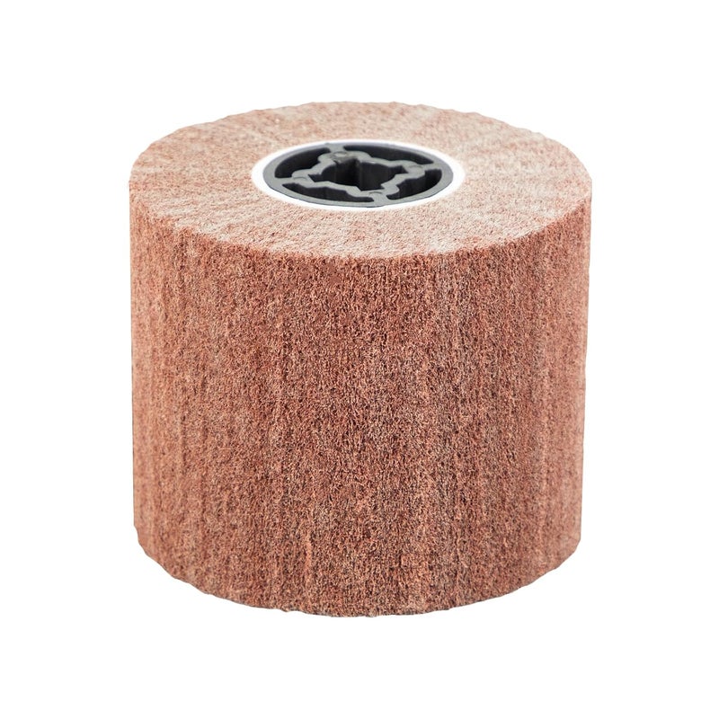 SALI Non Woven Wire Abrasive Drawing Polishing Burnishing Wheel Flap Brush Wire Brush Drum Surface Conditioning Tool for Metal Surface Polishing Grinding Removing Rust 120x100x19mm (320 Grit) - Image 1